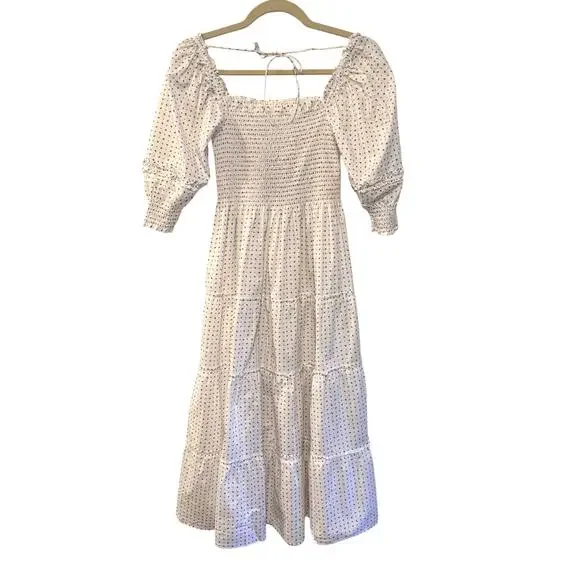 Hill House XXS The Nesli Nap Dress $178 Paisley Puff Sleeves Midi Cottagecore - Picture 8 of 16